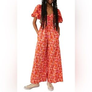 Free People Amy floral cotton jumpsuit